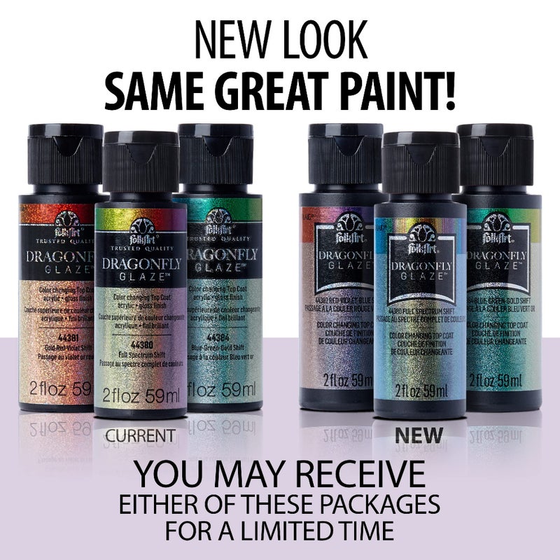 FolkArt Multi-Surface Dragonfly Glaze Multi-Surface Paint (2 oz), 44381, Gold-Red-Violet - Image 1